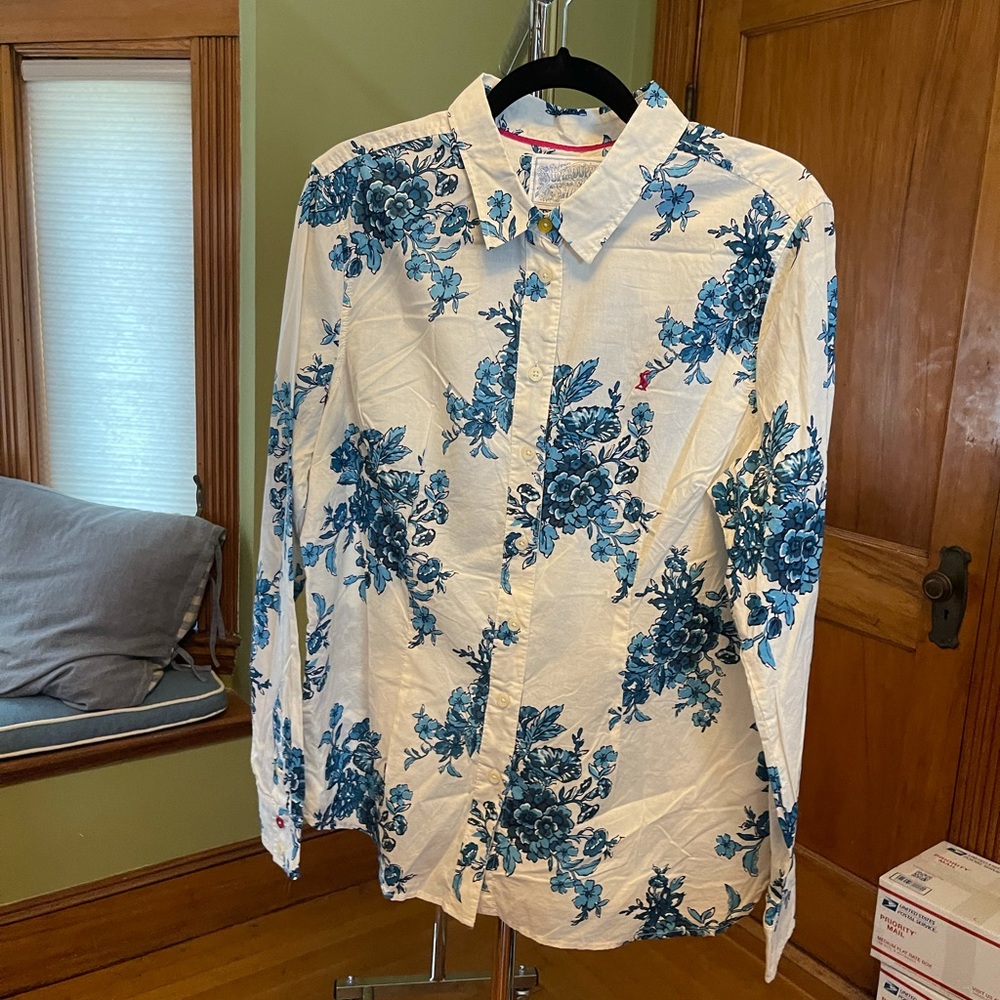 Blue floral Joules button down shirt
